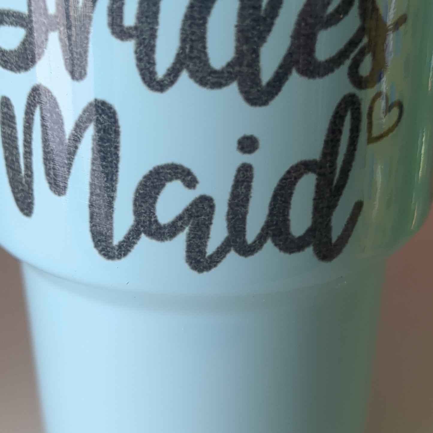 Shot glass / mini Tumbler light blue says bridesmaid