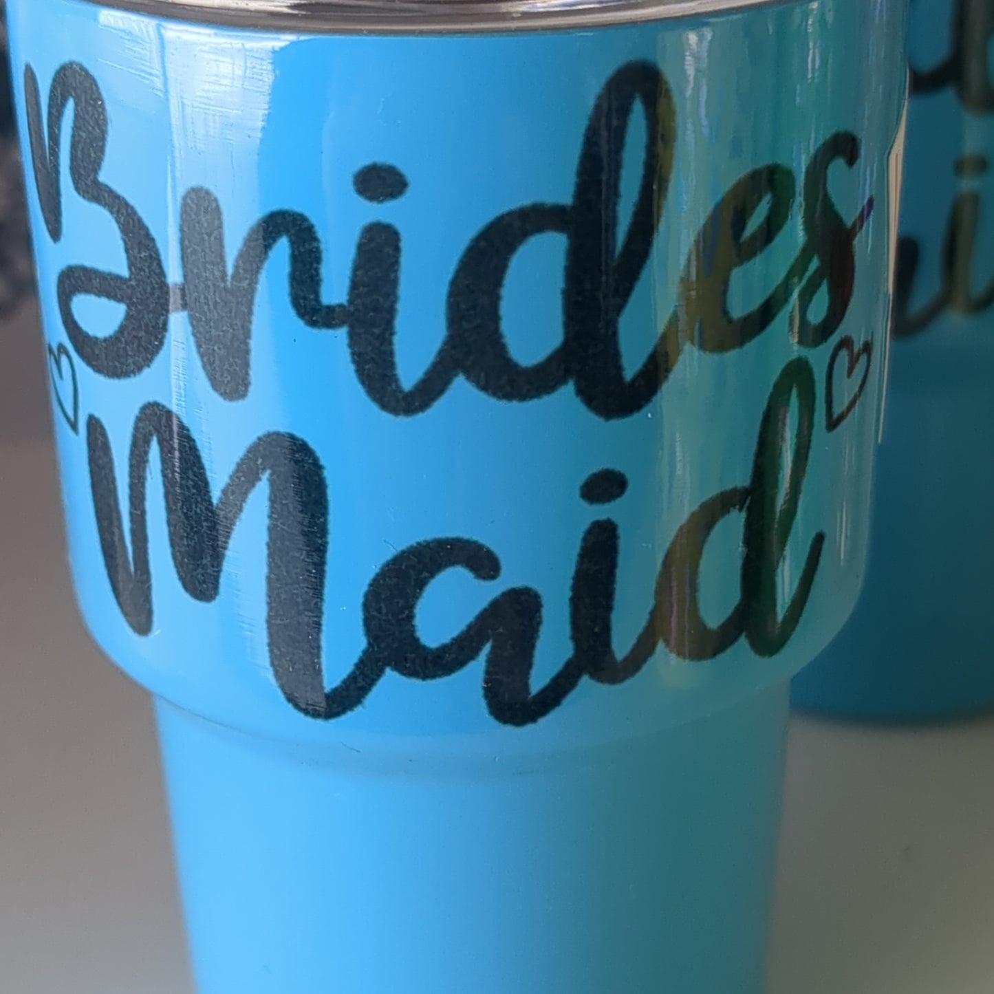Shot glass / mini Tumbler medium blue says bridesmaid