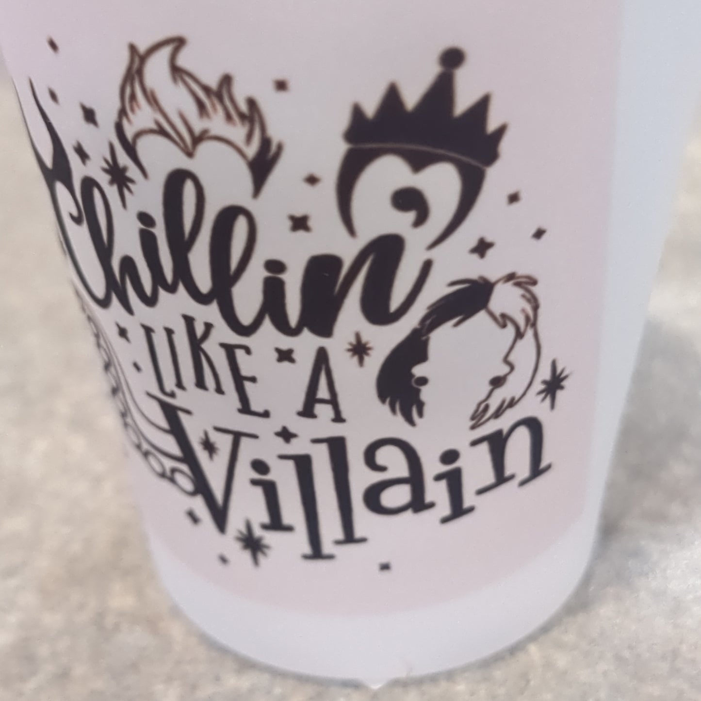 Frosted glass shot glass.  Chilling like a villain