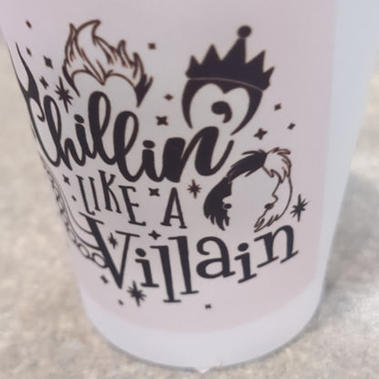 Frosted glass shot glass.  Chilling like a villain