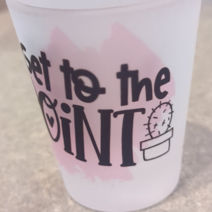 Imperfect Frosted glass shot glass. Get to the point