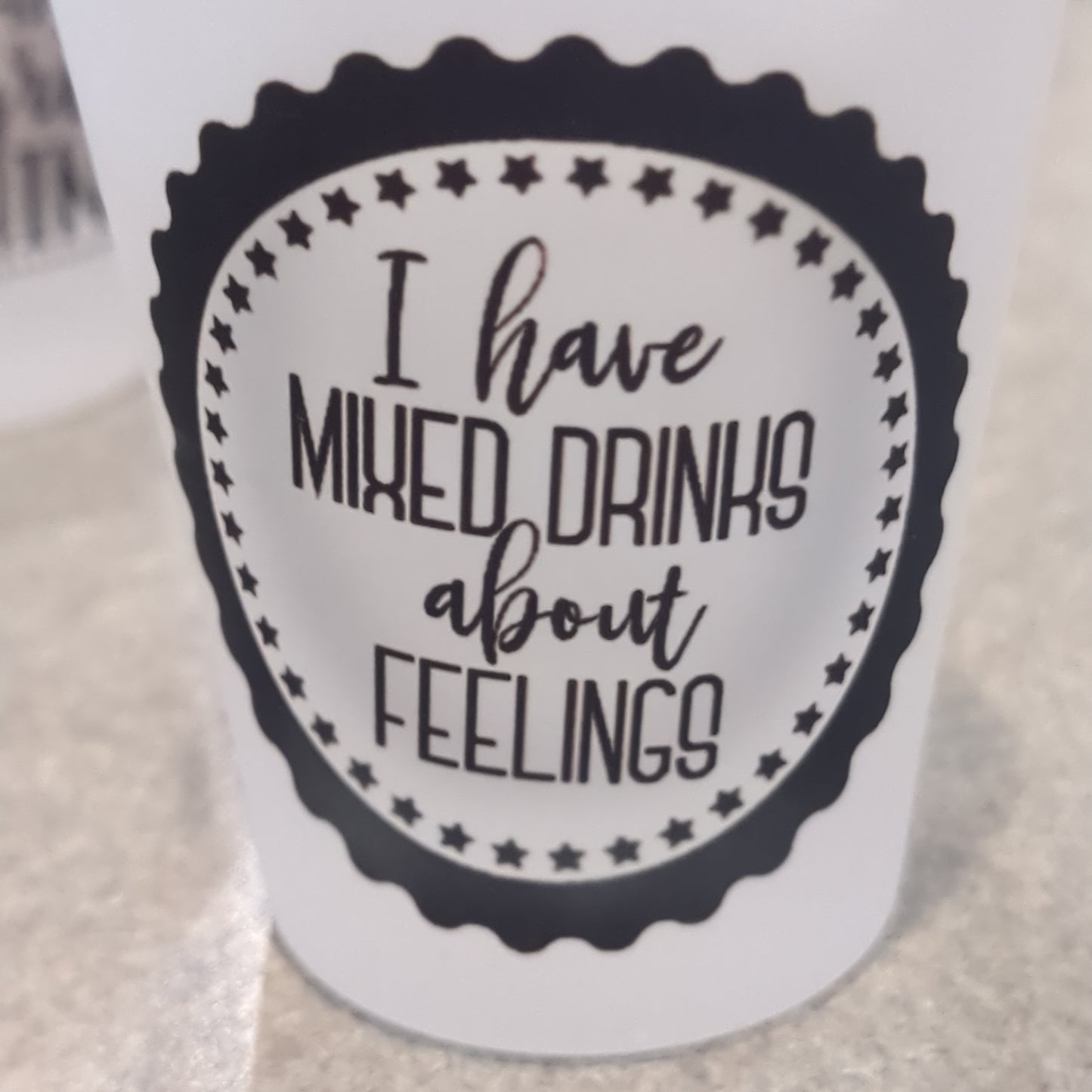 Imperfect Frosted glass shot glass. I have mixed drinks about feelings.