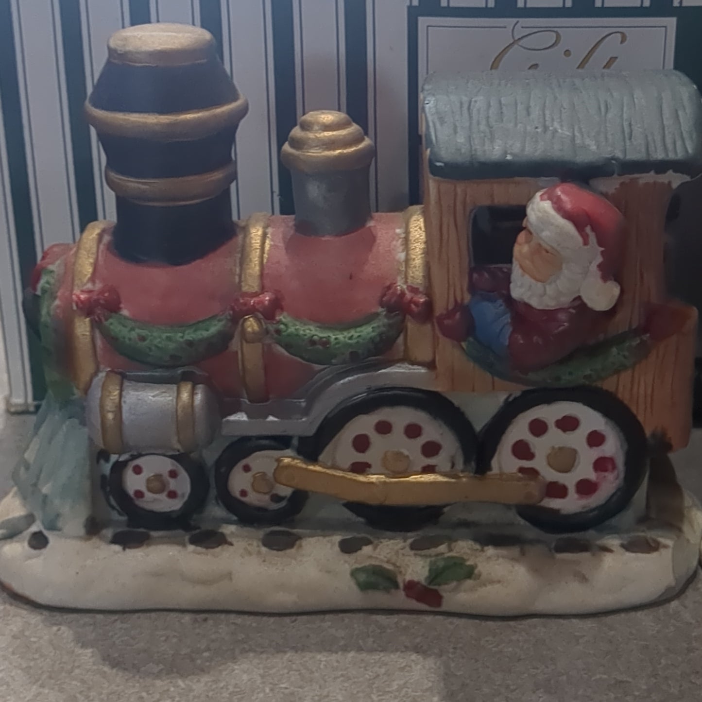 Hand-painted porcelain train set with box