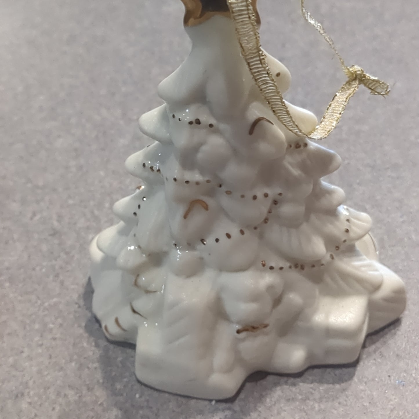 White and gold porcelain tree ornament