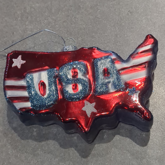 Glass Usa Flag Ornament