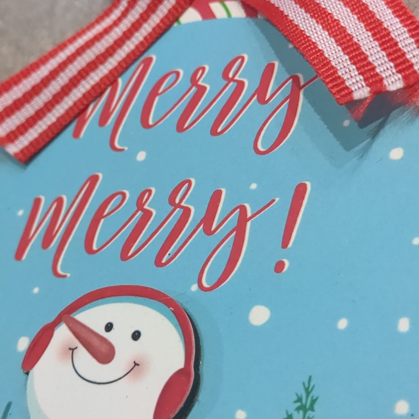 MDF ball ornament Merry Merry with a snowman