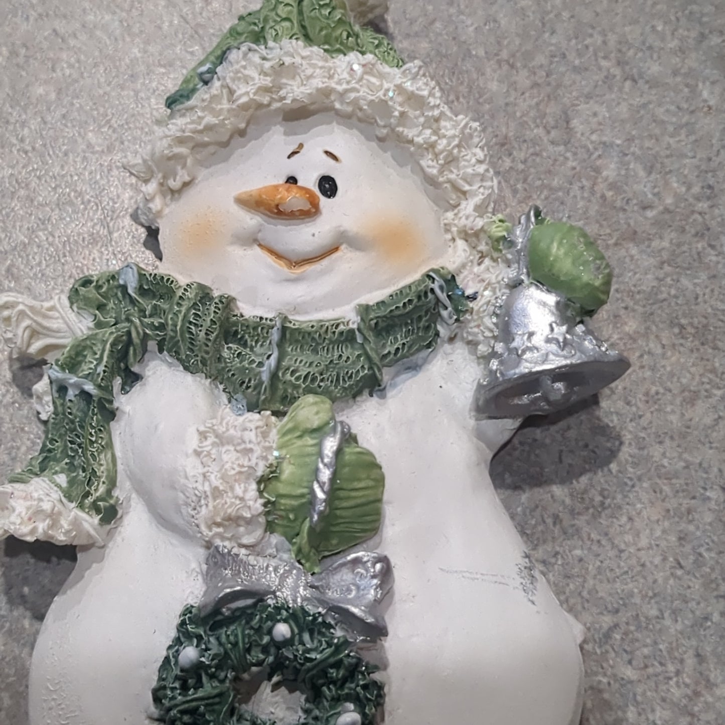 Polycrylic snowman ornament with bell & wreath