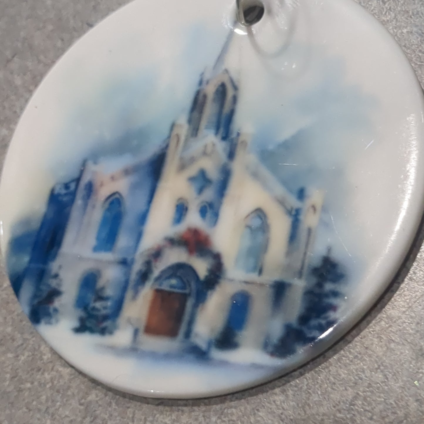Ceramic ornament blue and white church