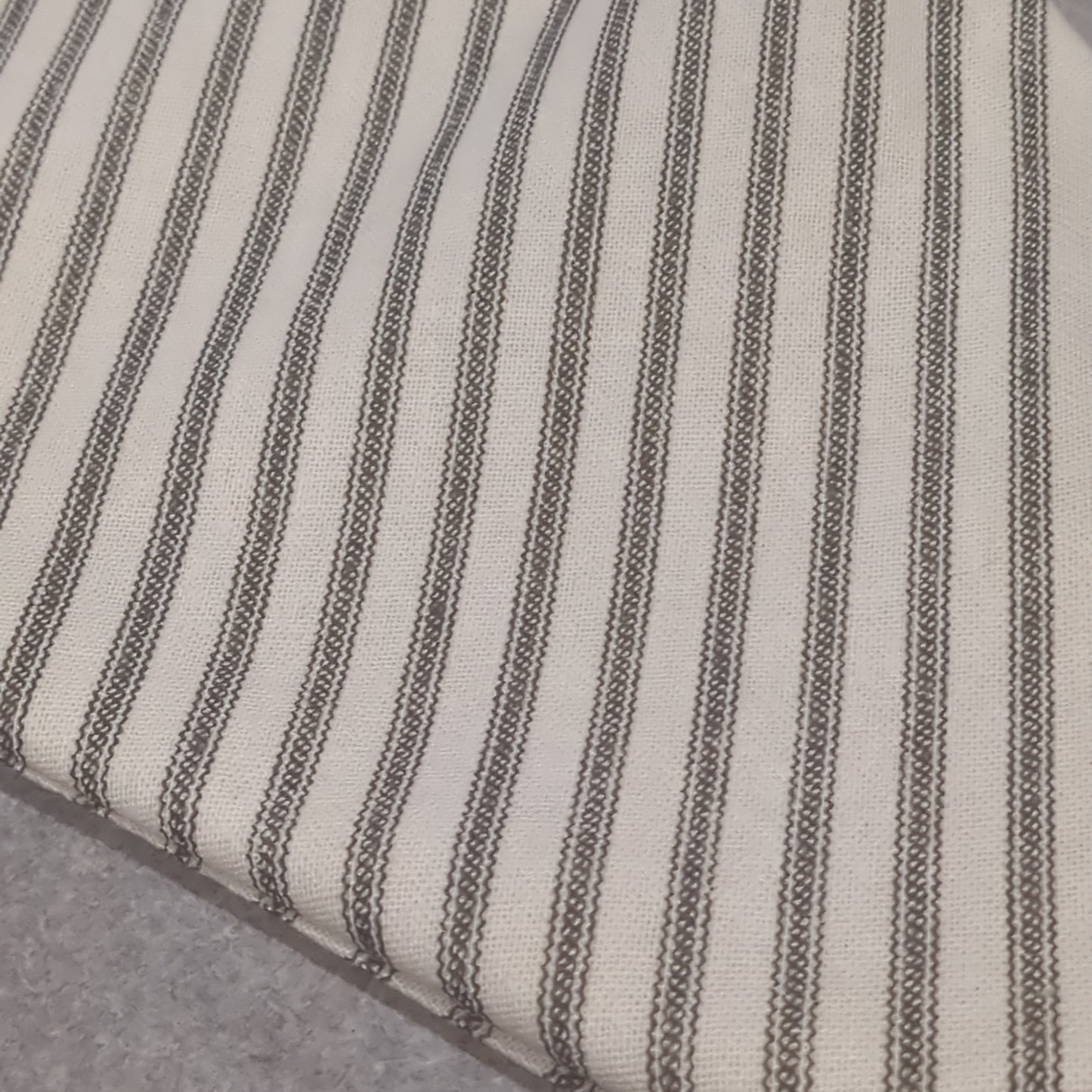 Stocking white with grey stripes.  Fuzzy white upper cufft