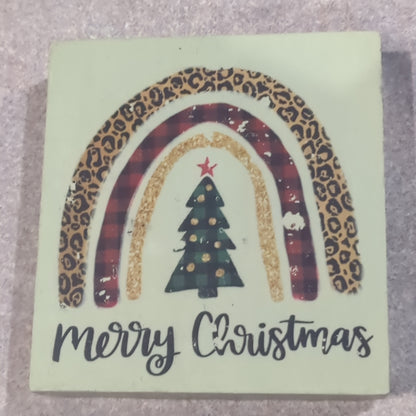 Wooden double sided sign 3 1/4" square
