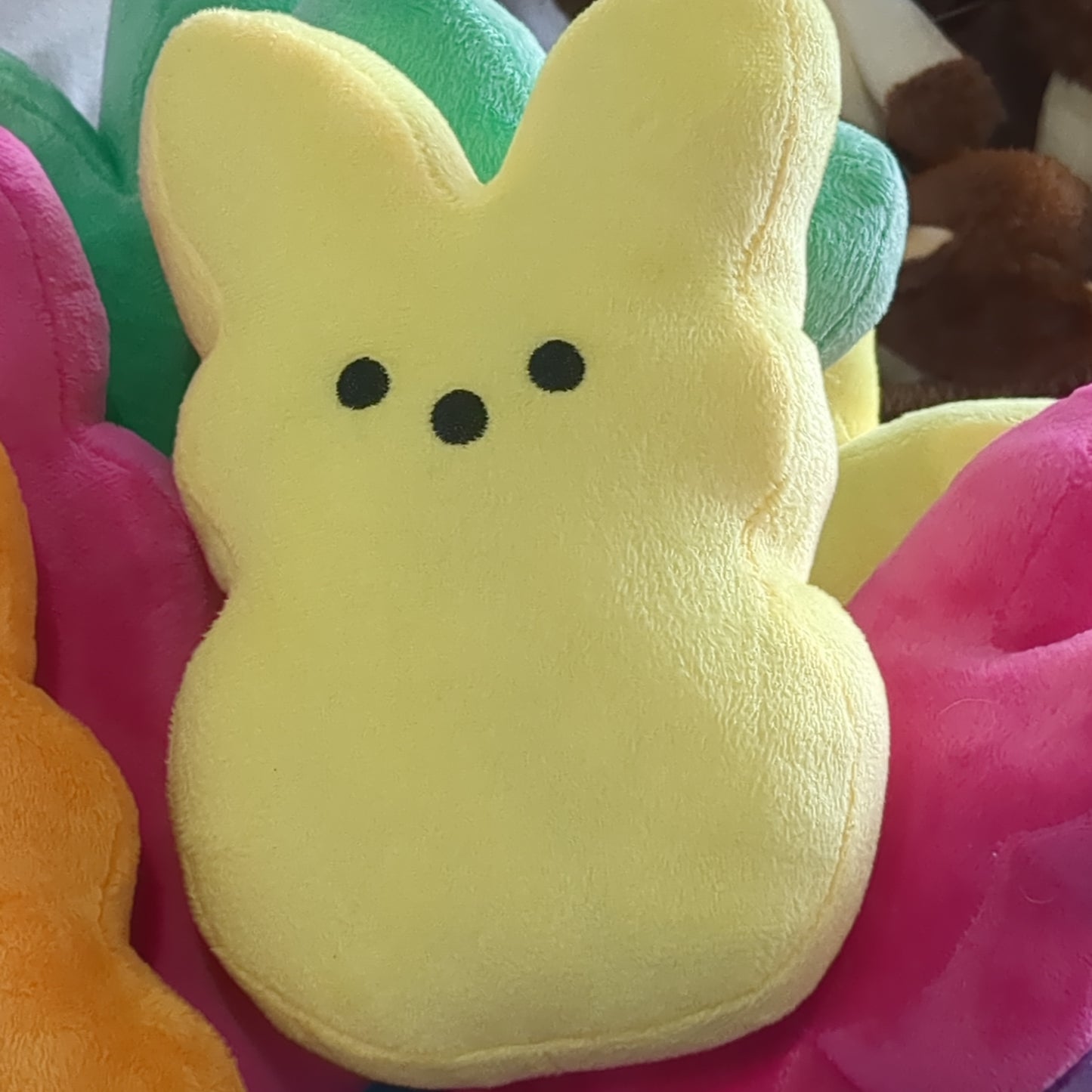Plush colorful Easter bunny marshmallow yellow