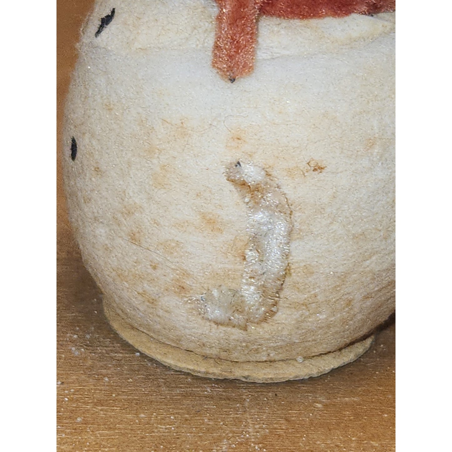 Vintage Christmas Spun Paper Mache & Chenille Putz Snowman Japan 3.5" sm5