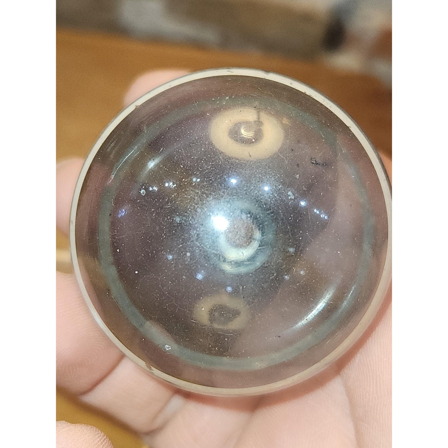 Vintage 2" Unsilvered Transparent Glass Ornament WWII Era 1940s Set of 3 with Stripes Clear and Blue Tint vo231