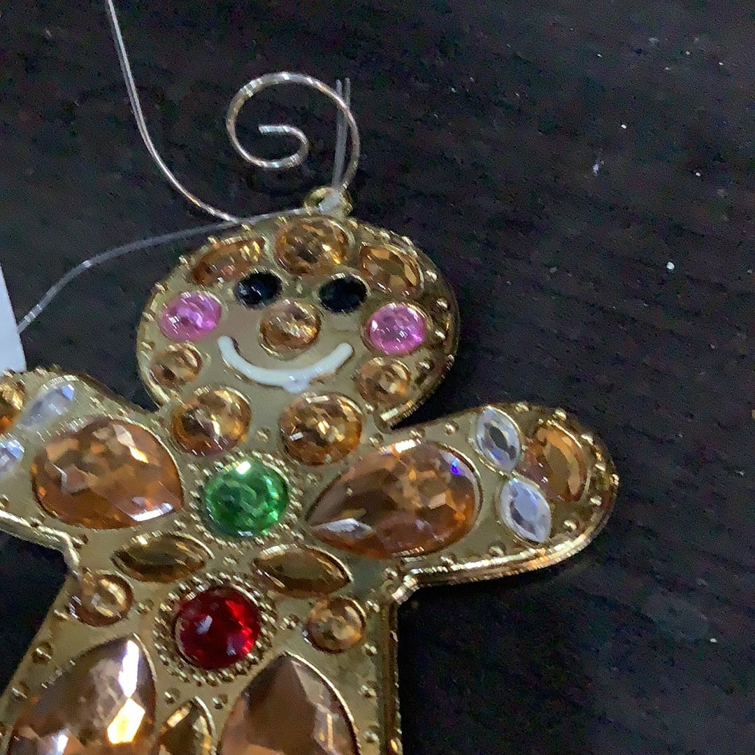 Gingerbread metal and jewel ornament