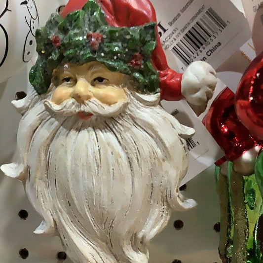 Holly & Ivy Santa Christmas Ornament