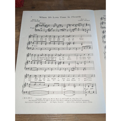 When It's Love Time In Picardy 1919 WWI Pretty Girl Vintage Sheet Music