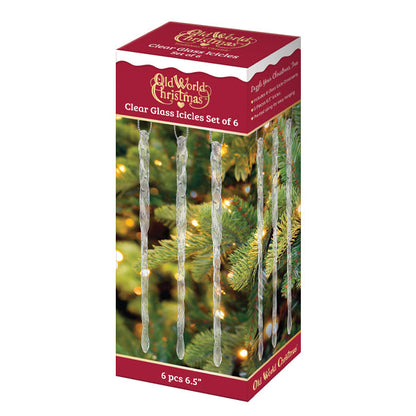 Clear Glass Icicles Set Of 6 Ornament  NOT AVAILABLE AT MINDEN LOCATION
