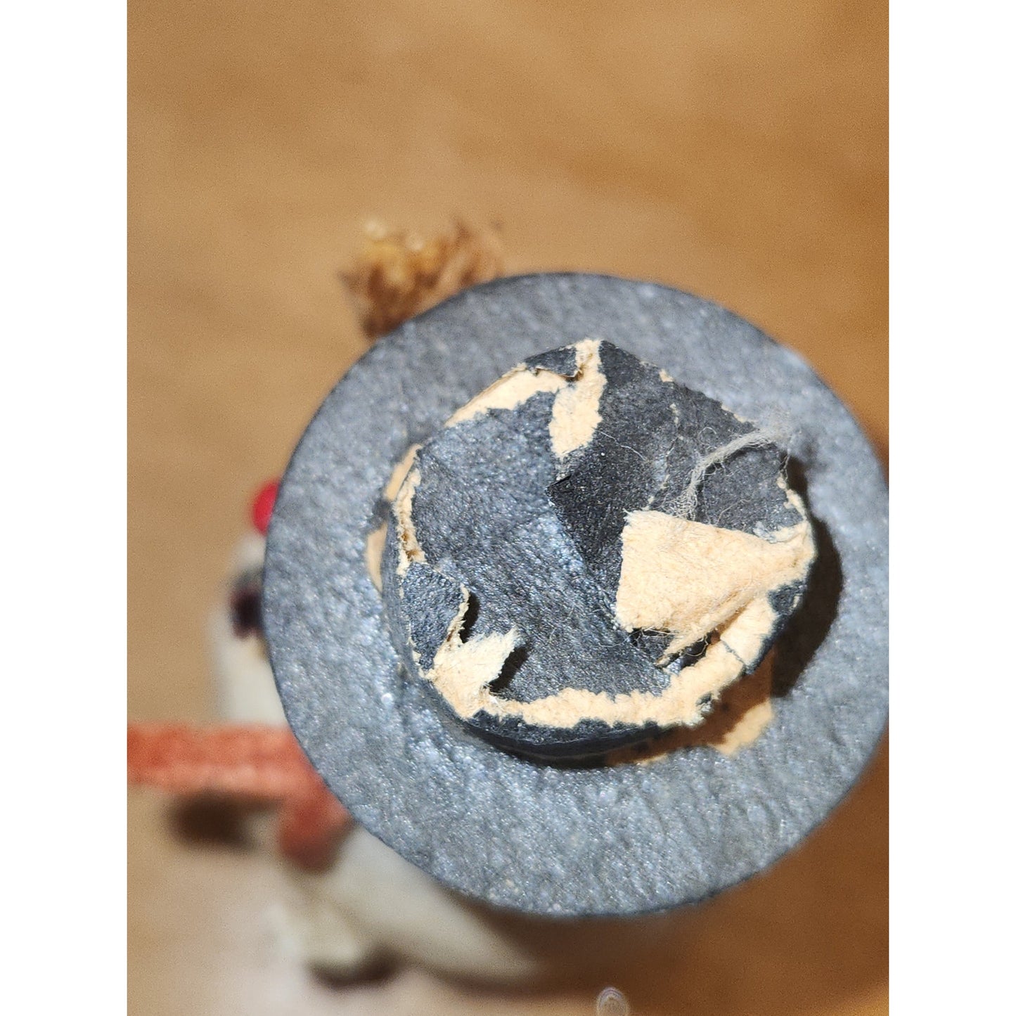 Vintage Christmas Spun Paper Mache & Chenille Putz Snowman Japan 3.5" sm5