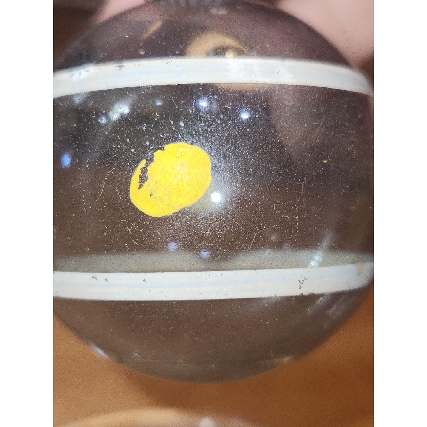 Vintage 2" Unsilvered Transparent Glass Ornament WWII Era 1940s Set of 3 with Stripes Clear and Blue Tint vo231