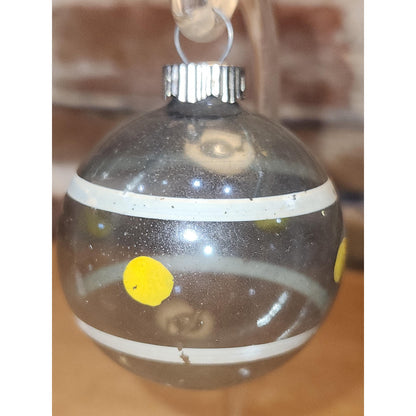 Vintage 2" Unsilvered Transparent Glass Ornament WWII Era 1940s Set of 3 with Stripes Clear and Blue Tint vo231