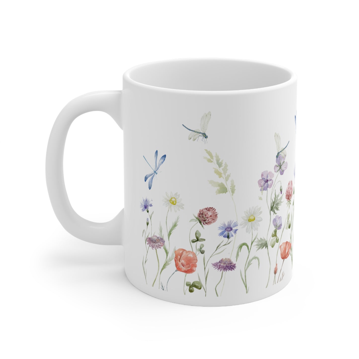Flower & Dragonfly Ceramic Mug 11oz