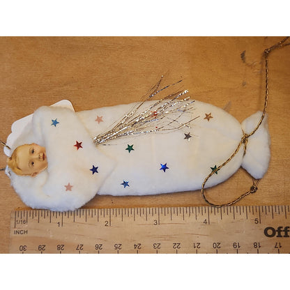 Replica of Antique Ornaments with Actual Vintage Paper Scraps and newer Crepe and Cotton Batting. Chr111