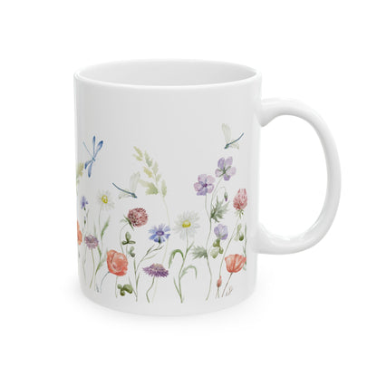 Flower & Dragonfly Ceramic Mug 11oz