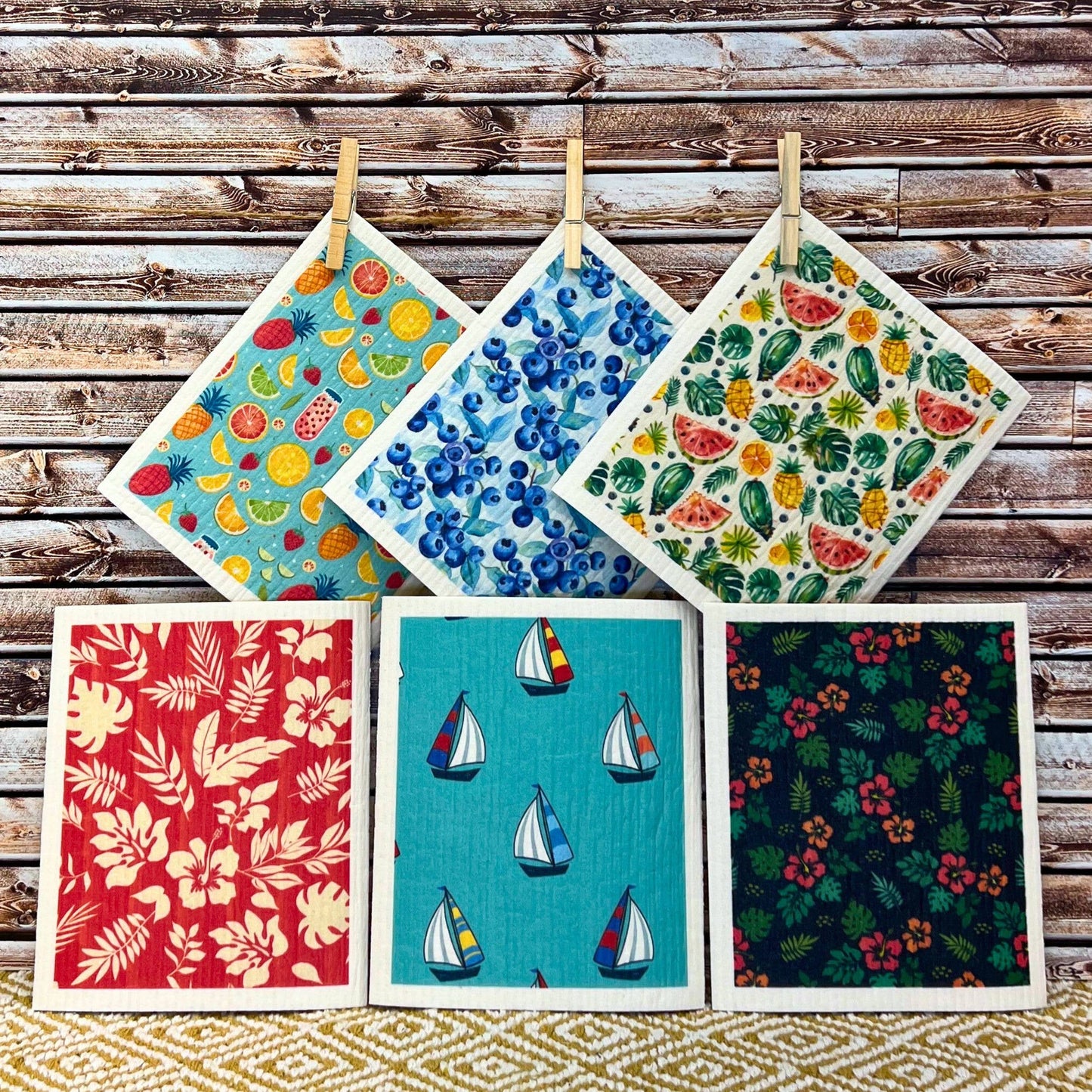 Summer Blueberry Picking Swedish Dishcloth - Home Decor sd7