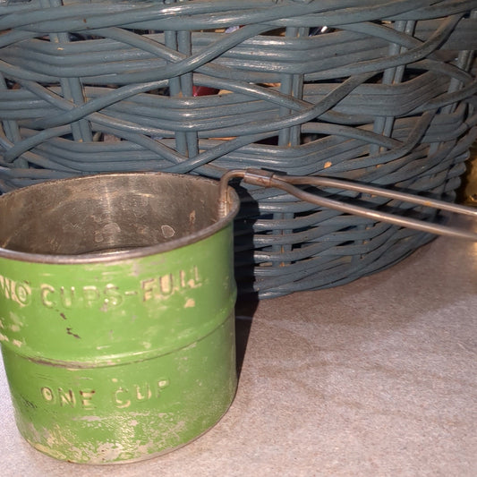 Vintage Green Two Cups flour sifter