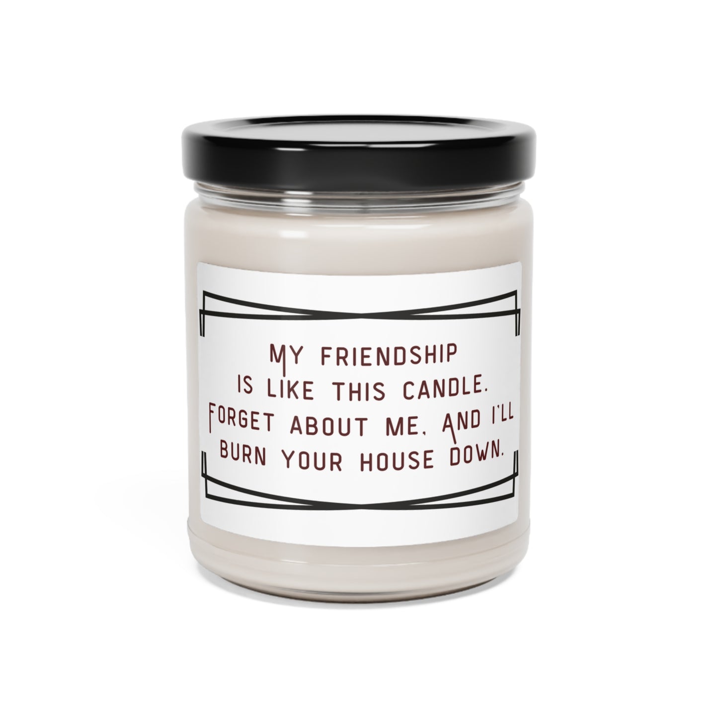 Scented Soy Candle, 9oz.  My friendship is like this candle, forget about me and I will burn the house down