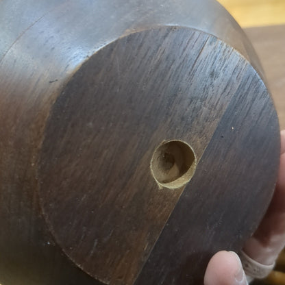 Vintage Plastic Glitter Church with Vintage Candle Ring in Wooden Bowl Assemblage