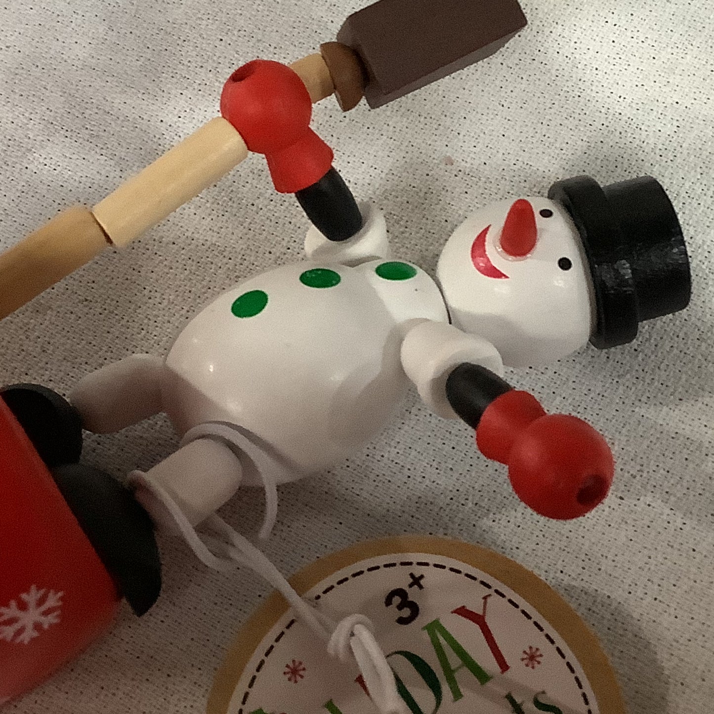 Snowman Wooden Push puppet
