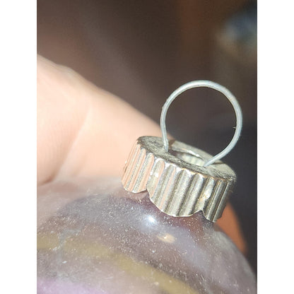 Vintage 2" Unsilvered Transparent Glass Ornament WWII Era 1940s Set of 3 with Stripes Clear and Blue Tint vo231