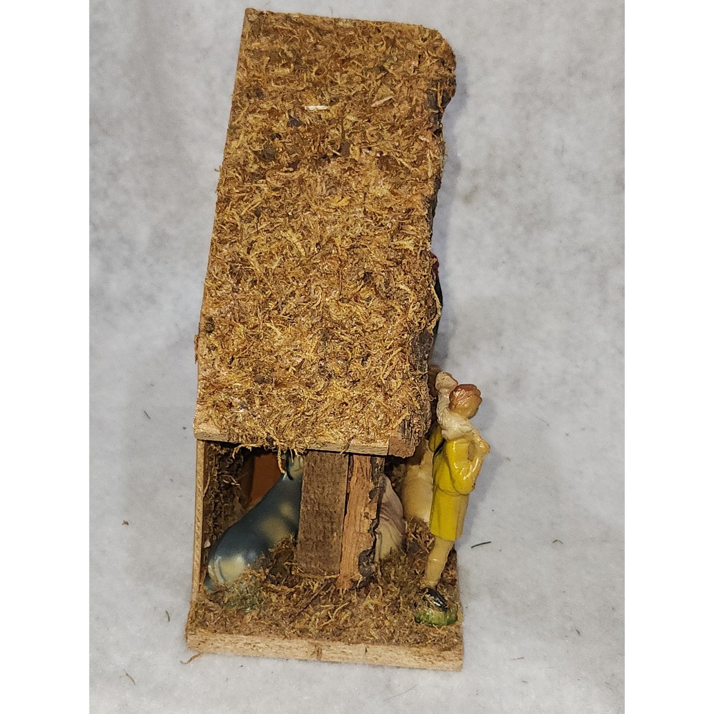 Vintage Celluloid Nativity in Wood Manger Holiday Trim Hong Kong