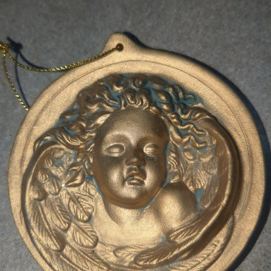 Vintage Gold Ceramic Angel Ornament Set of 12