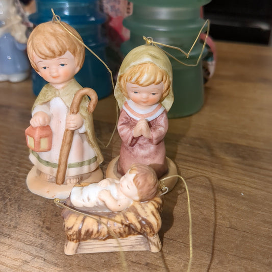 vintage Little Bible Friends nativity ornaments