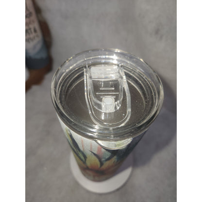 20 oz Stainless Steel Glitter Tumbler Watercolor Flowers