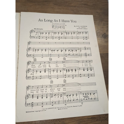 As Long As I Have You Vintage Sheet Music - 1926