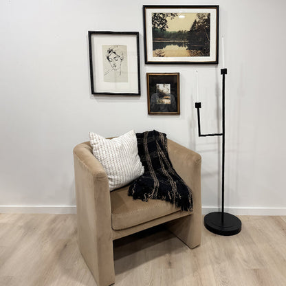 50 Inch Black Iron Floor Candelabra  NOT AVAILABLE AT MINDEN LOCATION