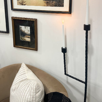 50 Inch Black Iron Floor Candelabra  NOT AVAILABLE AT MINDEN LOCATION