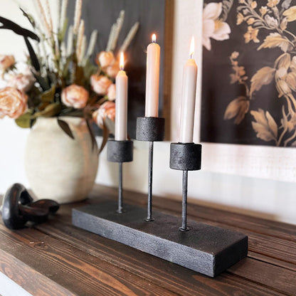 Distressed Black Metal Candle Holder  NOT AVAILABLE AT MINDEN LOCATION
