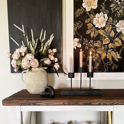 Distressed Black Metal Candle Holder  NOT AVAILABLE AT MINDEN LOCATION