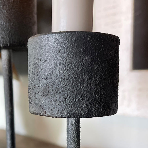 Distressed Black Metal Candle Holder  NOT AVAILABLE AT MINDEN LOCATION