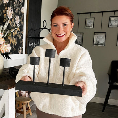 Distressed Black Metal Candle Holder  NOT AVAILABLE AT MINDEN LOCATION