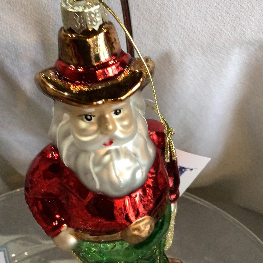 Glass Cowboy Santa Christmas Ornament