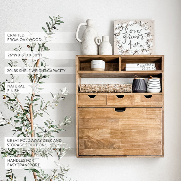 Rustic Oak Wood Fold Down Shelf NOT AVAILABLE AT MINDEN LOCATION