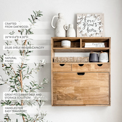 Rustic Oak Wood Fold Down Shelf NOT AVAILABLE AT MINDEN LOCATION