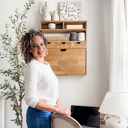 Rustic Oak Wood Fold Down Shelf NOT AVAILABLE AT MINDEN LOCATION