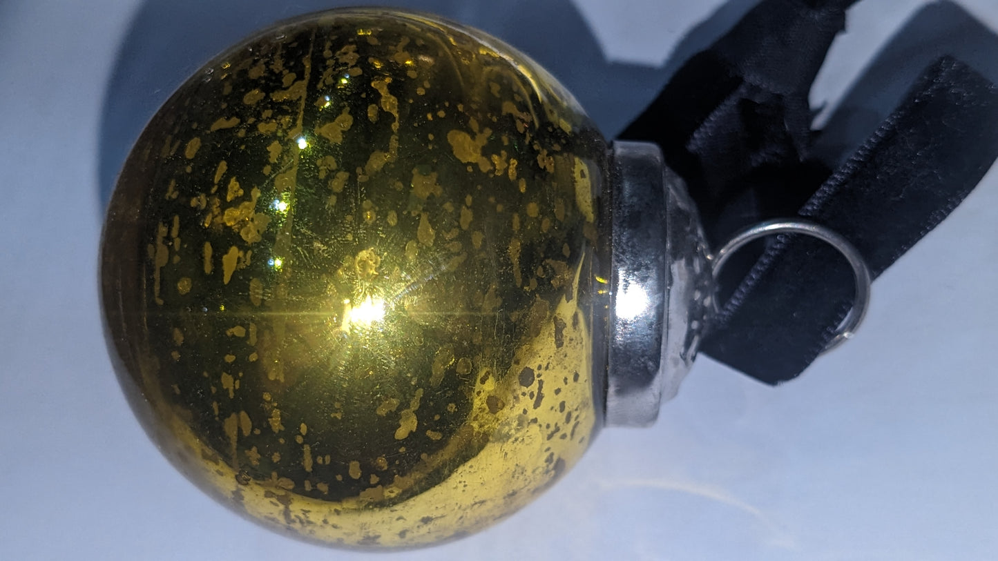 Five 2 Inch Mercury Glass Ornament vintage look