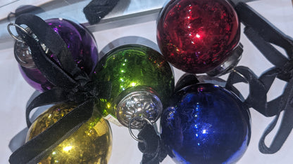 Five 2 Inch Mercury Glass Ornament vintage look